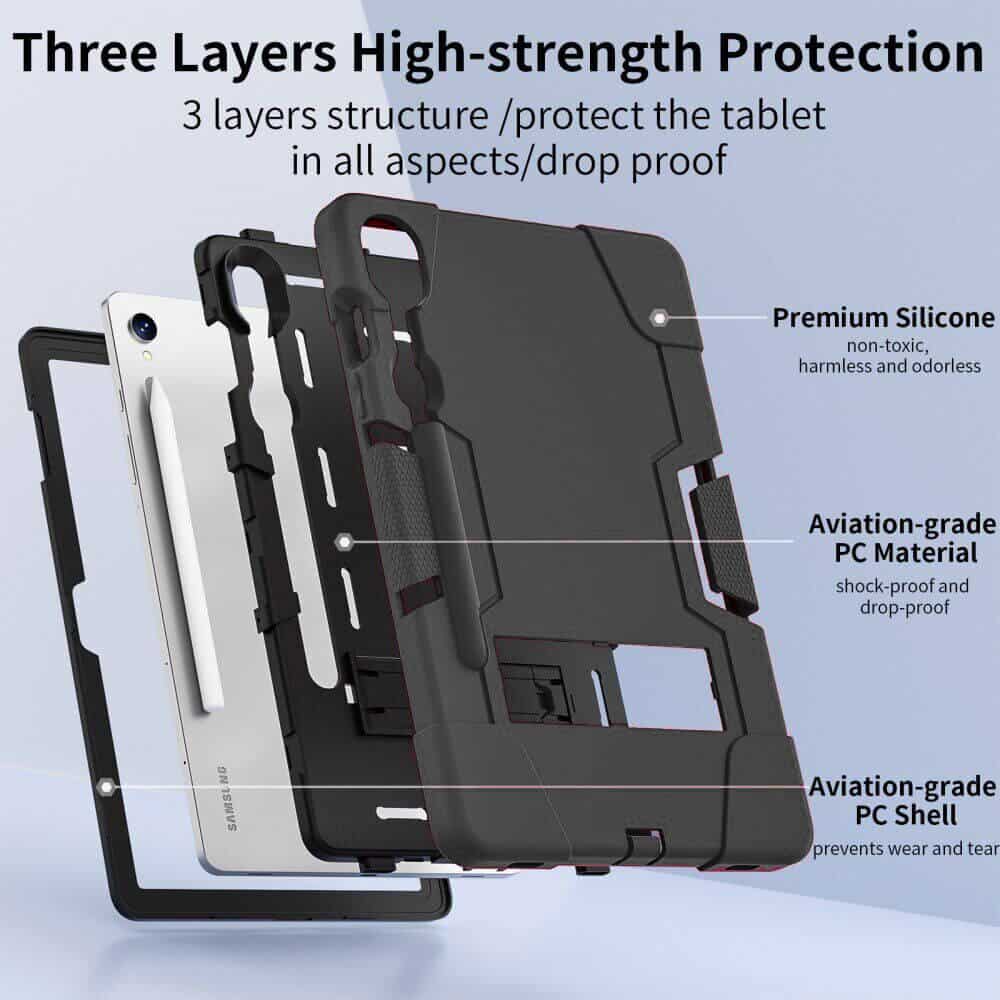 For Samsung Galaxy Tab S10+/S9 /S9 FE/S10 FE /S9+ /S9 FE+ Plus Hybrid Fancy Shockproof Heavy Duty Kickstand Case Cover For Samsung Galaxy Tab S10+/S9 /S9 FE/S10 FE /S9+ /S9 FE+ Plus Hybrid Fancy Shockproof Heavy Duty Kickstand Case Cover